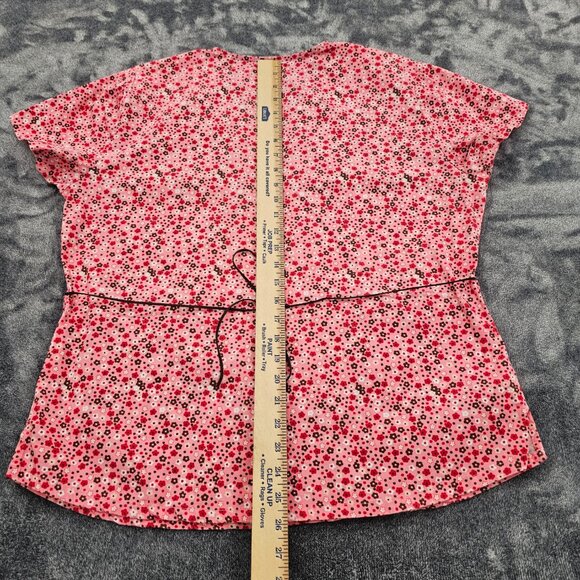 Nu Dimension Stretch Scrub Top Womens Large v neck floral print Nursing uniform - Picture 14 of 15